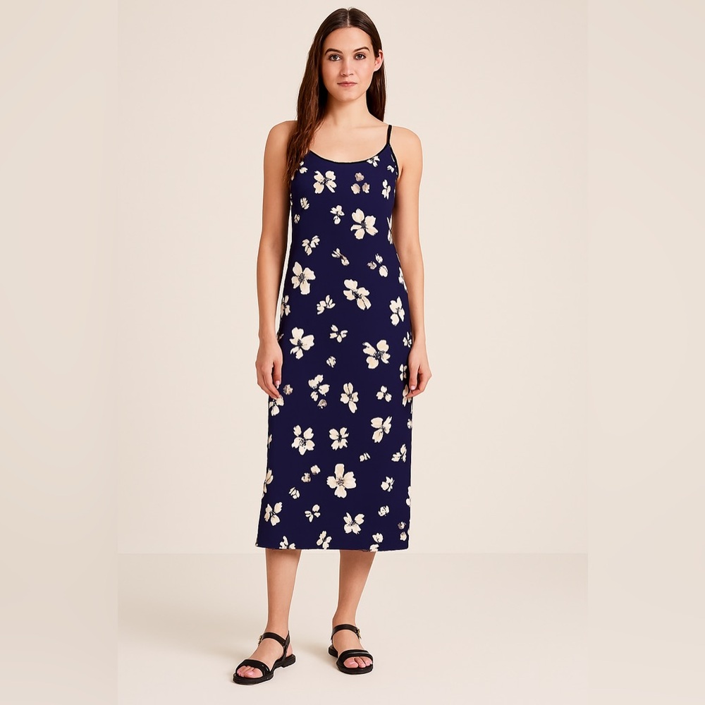 Theory silk maxi halter dress navy, white and black size 10